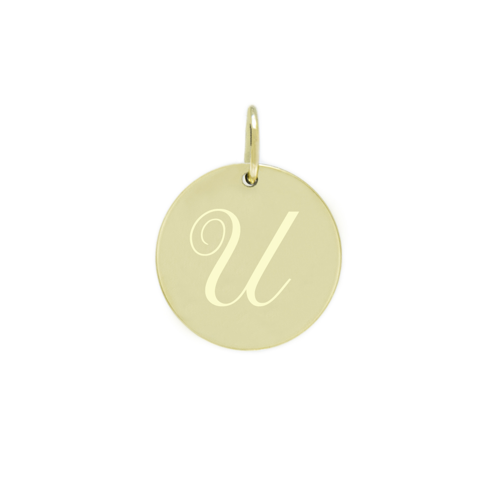 Obesek črka U rumeno zlato