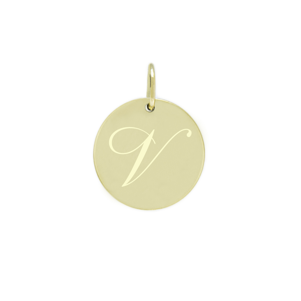 Obesek črka V rumeno zlato